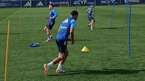 Imagen del vendaje que ha llevado Santiago Mouri&ntilde;o en el entrenamiento de este jueves