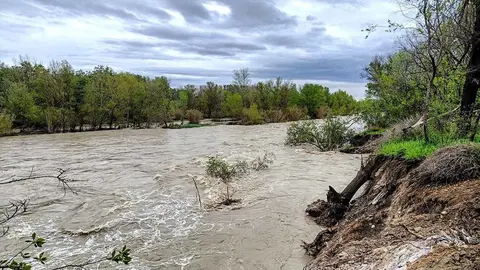 El r&iacute;o G&aacute;llego a su paso por Zaragoza. Foto: @ferrandez_oscar