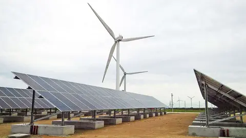 Imagen de archivo de un parque de energ&iacute;as renovables