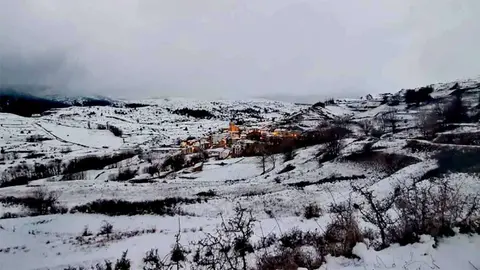 Nieve en el municipio turolense de Valdelinares. Foto: @valdelinares