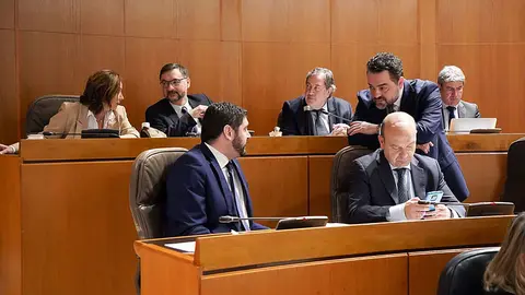 Diputados de Vox este jueves durante el pleno de las Cortes. Foto: Cortes de Arag&oacute;n