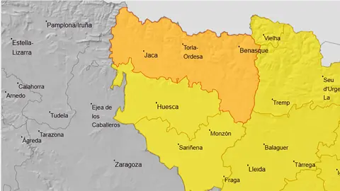Alerta naranja en el Pirineo en la madrugada del s&aacute;bado al domingo