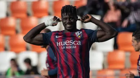 Samuel Obeng logr&oacute; cinco goles en su primera campa&ntilde;a en El Alcoraz. Foto: S.D. Huesca.
