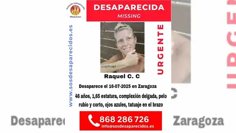 Raquel, la mujer desaparecida en Zaragoza hace dos d&iacute;as, ha sido encontrada sin vida.