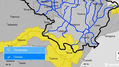 La CHE alerta de lluvias intensas y posibles desbordamientos en Teruel