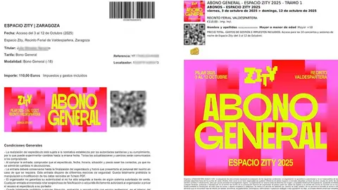 A la izquierda, falsificaci&oacute;n de los abonos de Espacio Zity 2025 para estas Fiestas del Pilar, y a la derecha, la original.