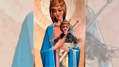 As&iacute; son las pintadas en un cuadro de la Virgen Mar&iacute;a en la ermita de La Malena en Arguis, en Huesca.
