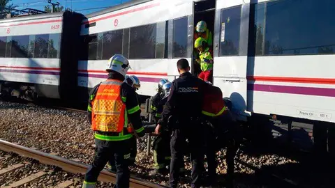 Tren descarrilado. Foto: 112 Comunidad de Madrid