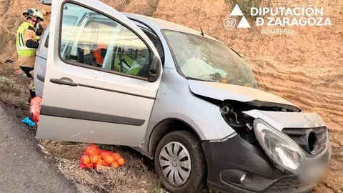 Los Bomberos de la Diputaci&oacute;n Provincial de Zaragoza intervinieron en el accidente en Maella junto a Guardia Civil.