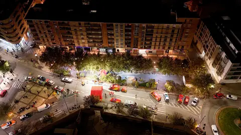 La plaza Santa Clara, la noche tras el desalojo. Foto: Ayuntamiento de Huesca