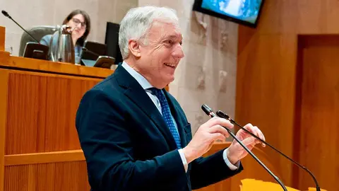 El consejero L&oacute;pez este jueves en el pleno de las Cortes. Foto: DGA