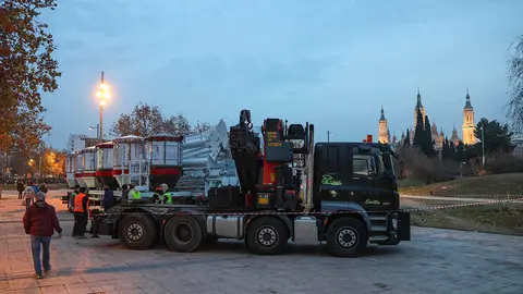 El material de la noria ya ha llegado y pronto comenzar&aacute; a montarse. Foto: Pilar &Aacute;lvarez