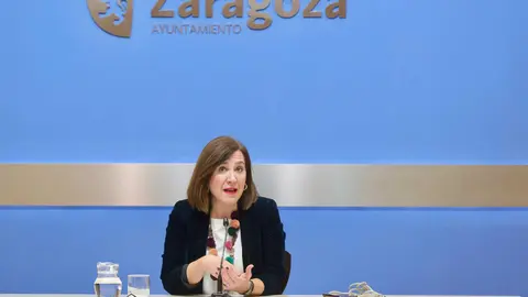 Sara Fern&aacute;ndez, esta ma&ntilde;ana en el Ayuntamiento de Zaragoza, ha pedido m&aacute;s implicaci&oacute;n al Gobierno de Pedro S&aacute;nchez en el Bicentenario de Goya. Foto: Daniel Marcos