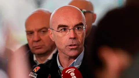 Jorge Buxad&eacute;, eurodiputado de Vox, esta ma&ntilde;ana en su visita a Zaragoza acompa&ntilde;ado de Santiago Mor&oacute;n, cabeza de lista para las elecciones del 8F.