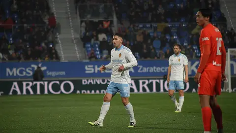 Toni Moya, en el partido frente a la Real Sociedad B donde el Real Zaragoza no pas&oacute; del empate. Foto: Pilar &Aacute;lvarez