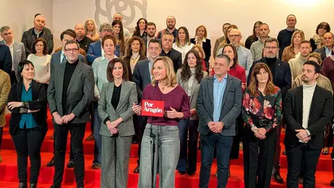 Pilar Alegr&iacute;a, candidata del PSOE a la presidencia de Arag&oacute;n, esta ma&ntilde;ana en la sede del partido en Zaragoza. Foto: Diego Sanz