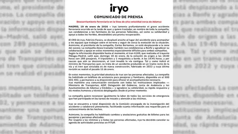 Comunicado de Iryo