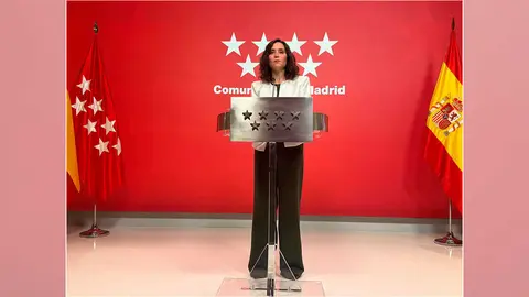 Ayuso en rueda de prensa | Foto de archivo de la Comunidad de Madrid