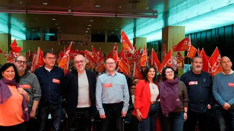 Asamblea de CCOO este martes en el Patio de la Infanta con la presencia del secretario general, Unai Sordo. Foto: CCOO Arag&oacute;n