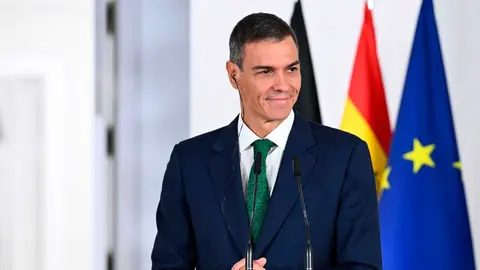 El presidente del Gobierno, Pedro S&aacute;nchez, en una comparecencia en Moncloa | Foto de Pool Moncloa/Borja Puig de la Bellacasa