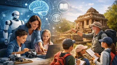 Es el profesorado quien, al asumir el liderazgo, convierte cualquier tecnolog&iacute;a, recurso o espacio en un verdadero lugar de aprendizaje humanista. Imagen: creada con IA.