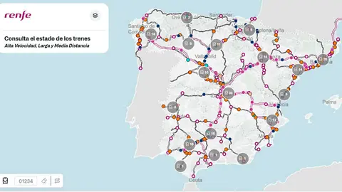 Imagen del visor de trenes de Renfe