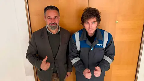 Santiago Abascal y Javier Milei en una reuni&oacute;n en Madrid | Foto de las redes sociales de Santiago Abascal