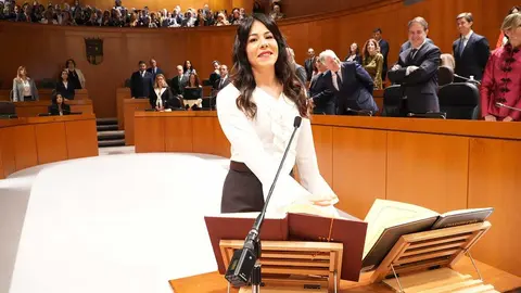 Beatriz S&aacute;nchez durante su toma de posesi&oacute;n como diputada auton&oacute;mica el pasado tres de marzo. Foto: Cortes de Arag&oacute;n