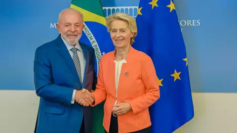 El presidente de Brasil, Luiz In&aacute;cio Lula da Silva, durante un encuentro con la presidenta de la Comisi&oacute;n Europea, Ursula von der Leyen, en septiembre de 2024 en Nueva York. Foto: Pal&aacute;cio do Planalto / Ricardo Stuckert