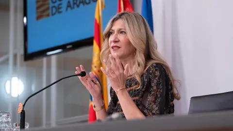 La vicepresidenta Vaquero, este viernes, tras el Consejo Extraordinario. Foto: DGA/ Fabi&aacute;n Sim&oacute;n