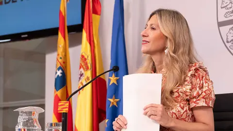 Mar Vaquero este jueves tras el Consejo de Gobierno. Foto: DGA/ Fabi&aacute;n Sim&oacute;n