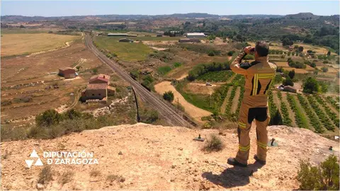 El hombre de 53 a&ntilde;os desaparecido en Caspe fue localizado sin vida la tarde de este jueves. Foto: Bomberos DPZ