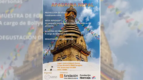 Cartel del acto solidario "Apadrina Nepal"