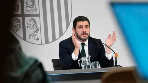 El vicepresidente del Gobierno de Arag&oacute;n, Alejandro Nolasco, en rueda de prensa | Foto: DGA