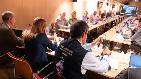 Imagen de la reuni&oacute;n con los representantes de Protecci&oacute;n Civil. Foto: DGA/ Fabi&aacute;n Sim&oacute;n