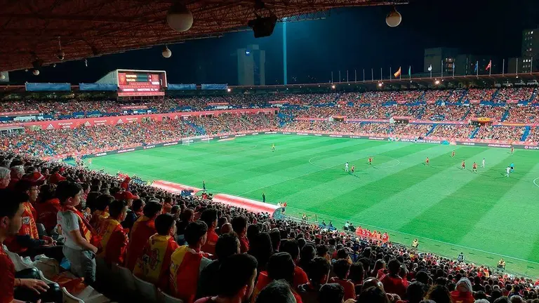 Partido de f&uacute;tbol de Espa&ntilde;a en La Romareda