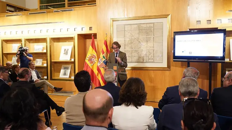 Manuel Gim&eacute;nez Larraz, hijo de Manuel Gim&eacute;nez Abad, ha sido uno de los protagonistas del acto | Foto: Cortes de Arag&oacute;n