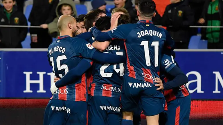 Celebraci&oacute;n de gol del Huesca