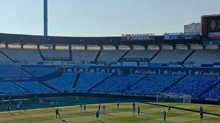 Entrenamiento en La Romareda del Real Zaragoza