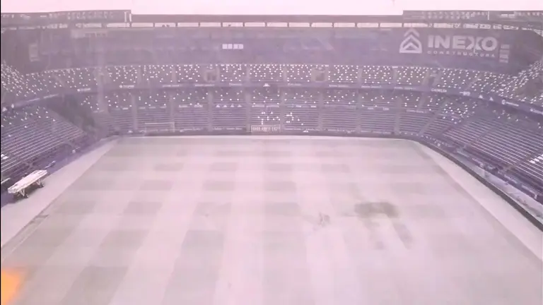 Pucela presentaba un aspecto totalmente nevado este viernes. Foto: V&iacute;deo Real Valladolid