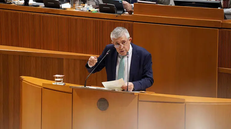 Samper, durante su intervenci&oacute;n en el Pleno. Foto: Cortes de Arag&oacute;n