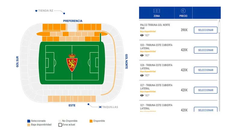 Esta es la disponibilidad para renovar el abono del Real Zaragoza.