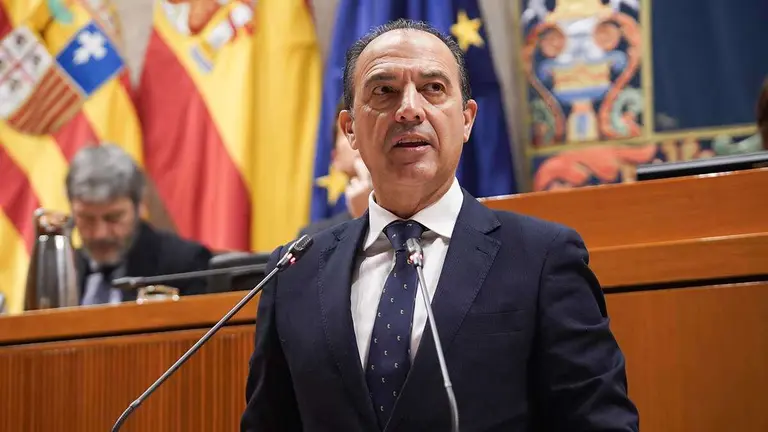 El consejero de Sanidad, Jos&eacute; Luis Bancalero, este jueves durante su comparecencia en las Cortes. Foto: Cortes de Arag&oacute;n
