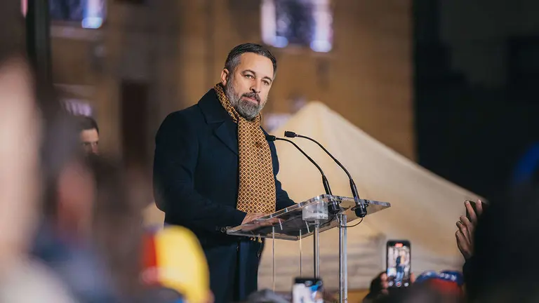 Abascal, durante una manifestaci&oacute;n por Venezuela en Madrid. Foto: Vox