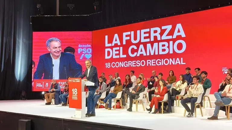 El expresidente Jos&eacute; Luis Rodr&iacute;guez Zapatero en el 18&ordm; Congreso Regional del PSOE en marzo de 2025 | Foto: Arag&oacute;n Press