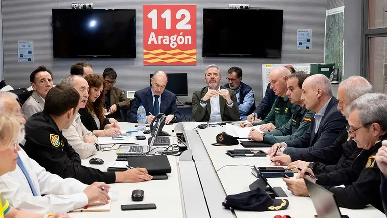 Reuni&oacute;n del Cecopi a primera hora de este martes en el Pignatelli. Foto: DGA/ Fabi&aacute;n Sim&oacute;n