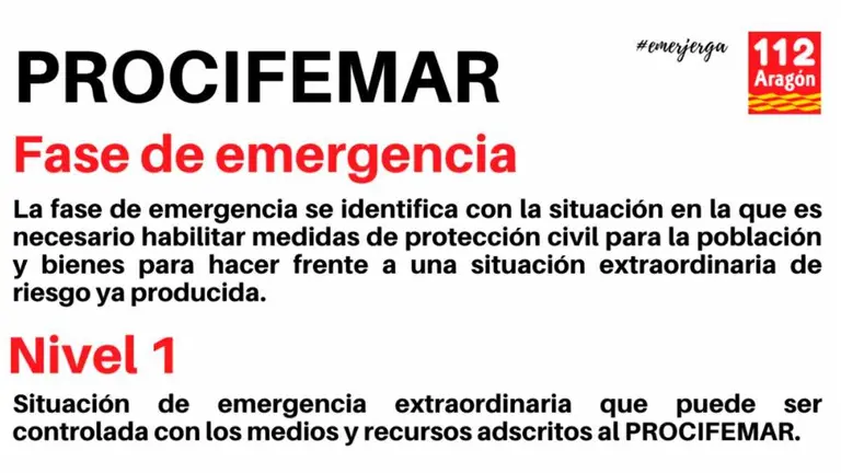 El Gobierno de Arag&oacute;n ha activado el nivel 1 de la fase de emergencias PROCIFEMAR este domingo a las 19.30 horas.