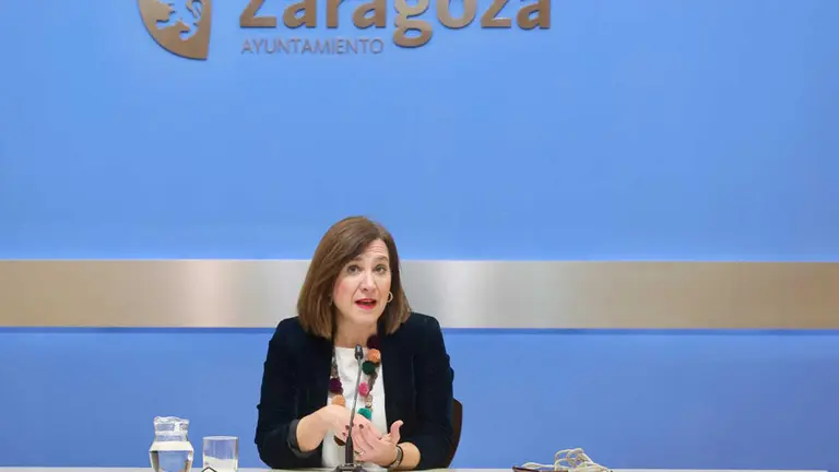 Sara Fern&aacute;ndez, esta ma&ntilde;ana en el Ayuntamiento de Zaragoza, ha pedido m&aacute;s implicaci&oacute;n al Gobierno de Pedro S&aacute;nchez en el Bicentenario de Goya. Foto: Daniel Marcos