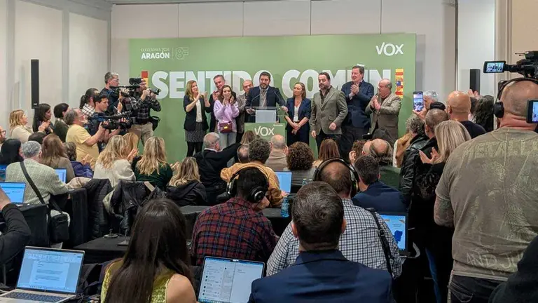 Alejandro Nolasco comparece tras los buenos resultados de Vox en Arag&oacute;n
