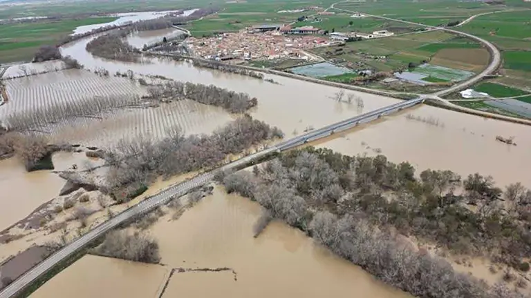 Imagen a&eacute;rea en Pradilla de Ebro este martes. Foto: 112 Arag&oacute;n